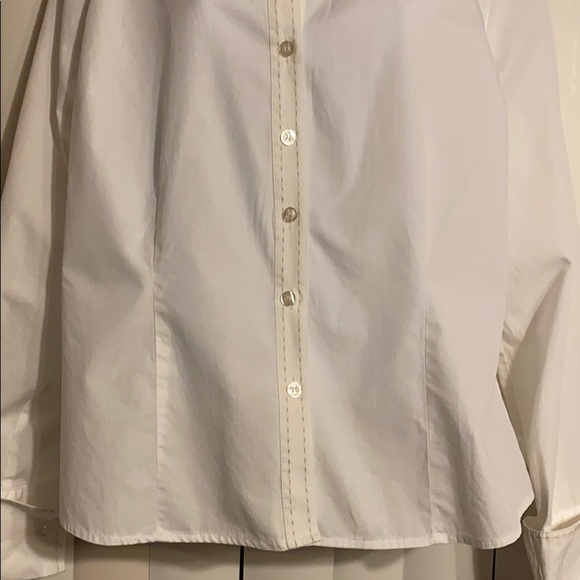 i.e. White Button-Up Blouse w/Cuff Sleeves  -14 - Picture 6 of 14